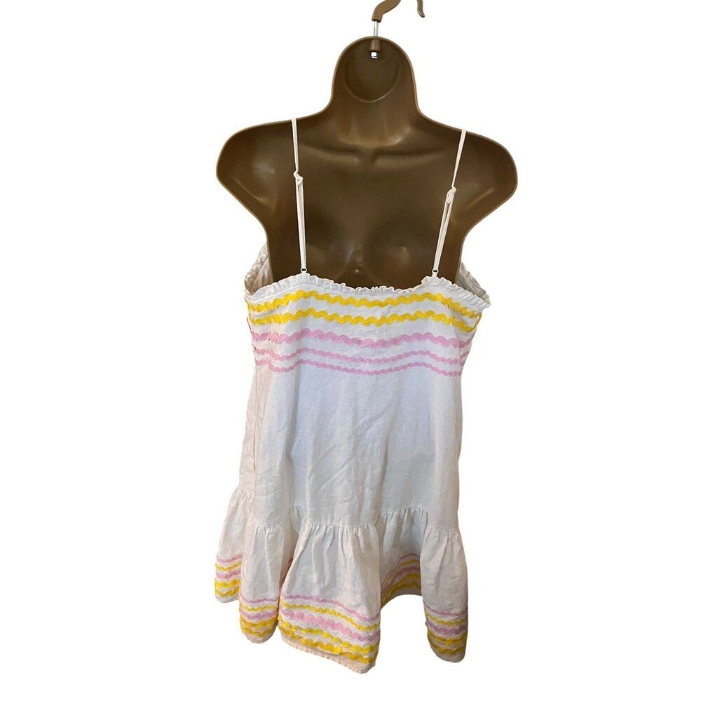 Lisa Marie Fernandez for Target Ric Rac Ruffle Sundress Linen Blend White M - Picture 6 of 6